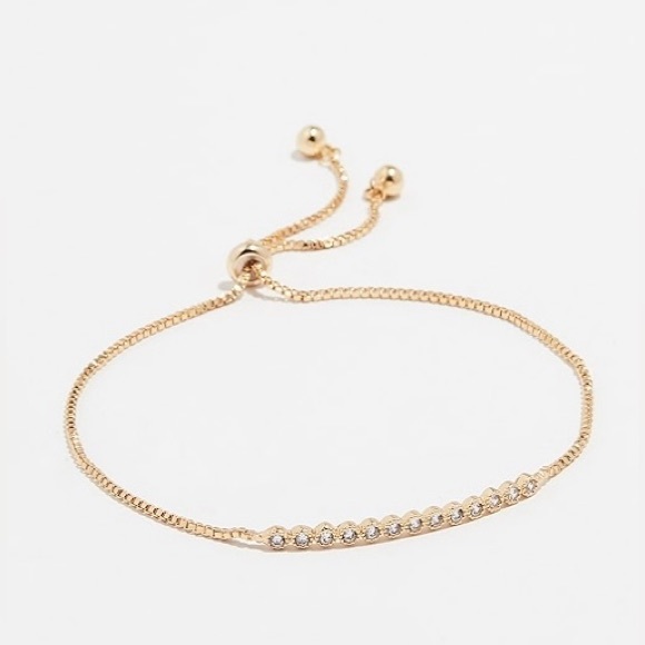 NWOT Jules Smith Crystal Diamond 14K Gold Daisy Chain Tennis Lariat Bracelet - Picture 4 of 8